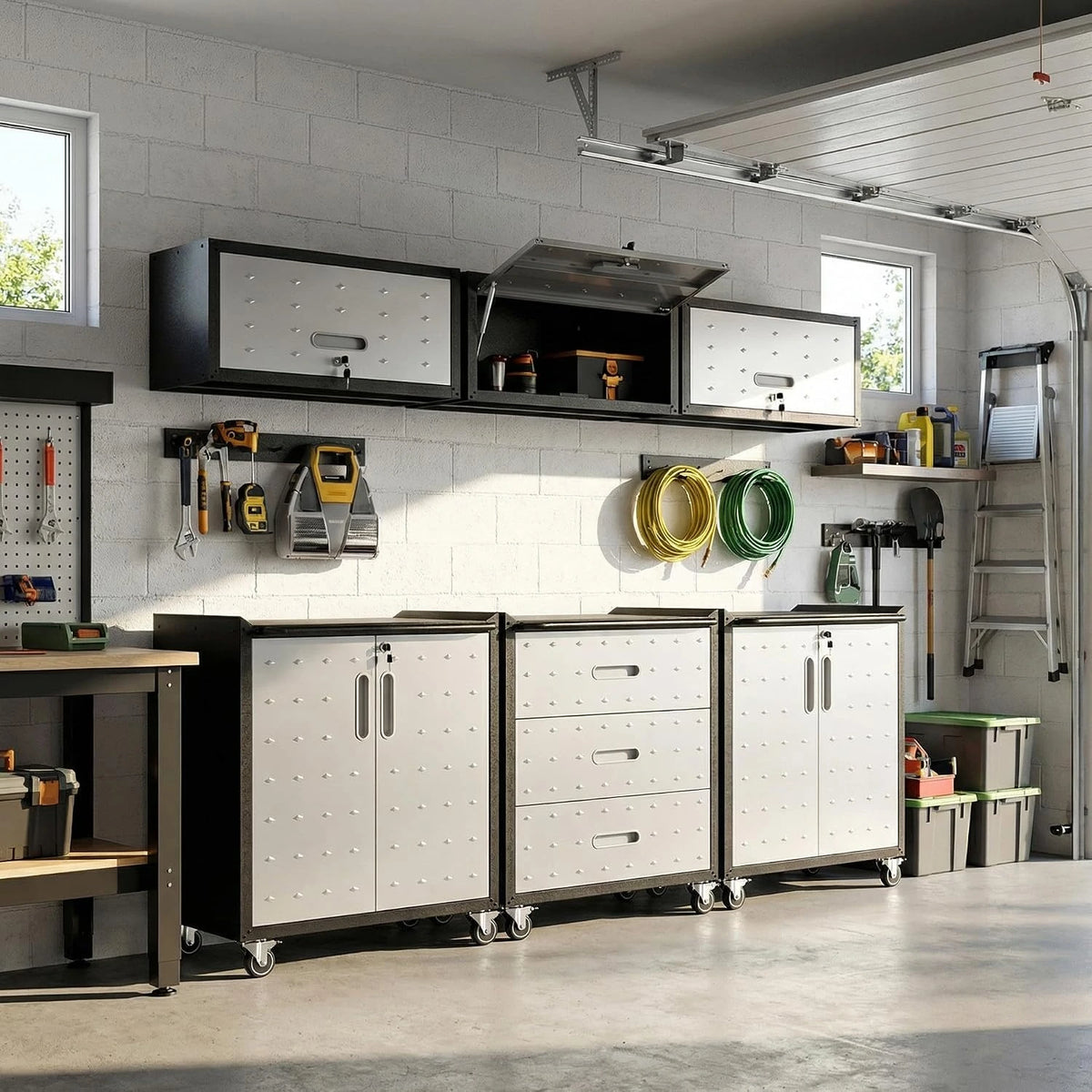 Garage Cabinet System | Heavy Duty Steel All-In-One Modular Garage Cabinet Set for Ultimate Workshop Organization | Easy Assembly Garage Storage Cabinets & Tool Bench — product view 8
