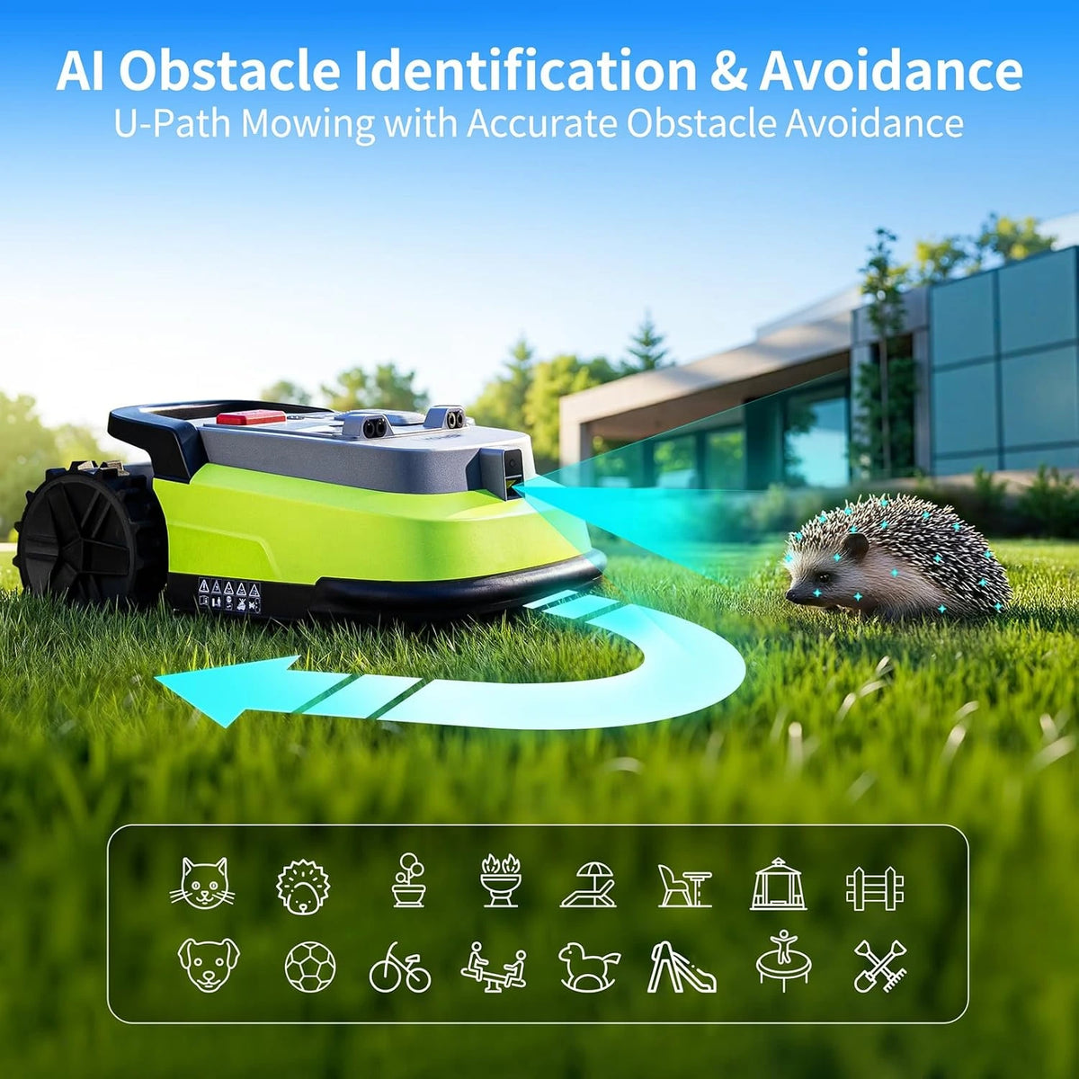 Robot Lawn Mower, RTK+AI Vision Robot Mower for Accurate Navigation & Obstacle Avoidance, No Perimeter Wire, Smart APP Control, Automatic Grass Cutting for Large Lawns, 55% Slopes, 52Db Quiet — product view 6