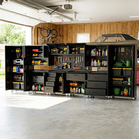 10-Piece Heavy Duty Steel Garage Cabinet System | All-In-One Modular Garage Cabinet Set for Ultimate Workshop Organization | Easy Assembly Garage Storage Cabinets & Tool Bench (Black) — product view 6