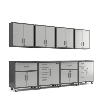 Garage Cabinet System | Heavy Duty Steel All-In-One Modular Garage Cabinet Set for Ultimate Workshop Organization | Easy Assembly Garage Storage Cabinets & Tool Bench