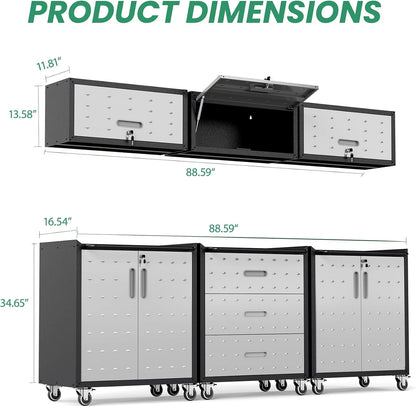 Garage Cabinet System | Heavy Duty Steel All-In-One Modular Garage Cabinet Set for Ultimate Workshop Organization | Easy Assembly Garage Storage Cabinets & Tool Bench — product view 3