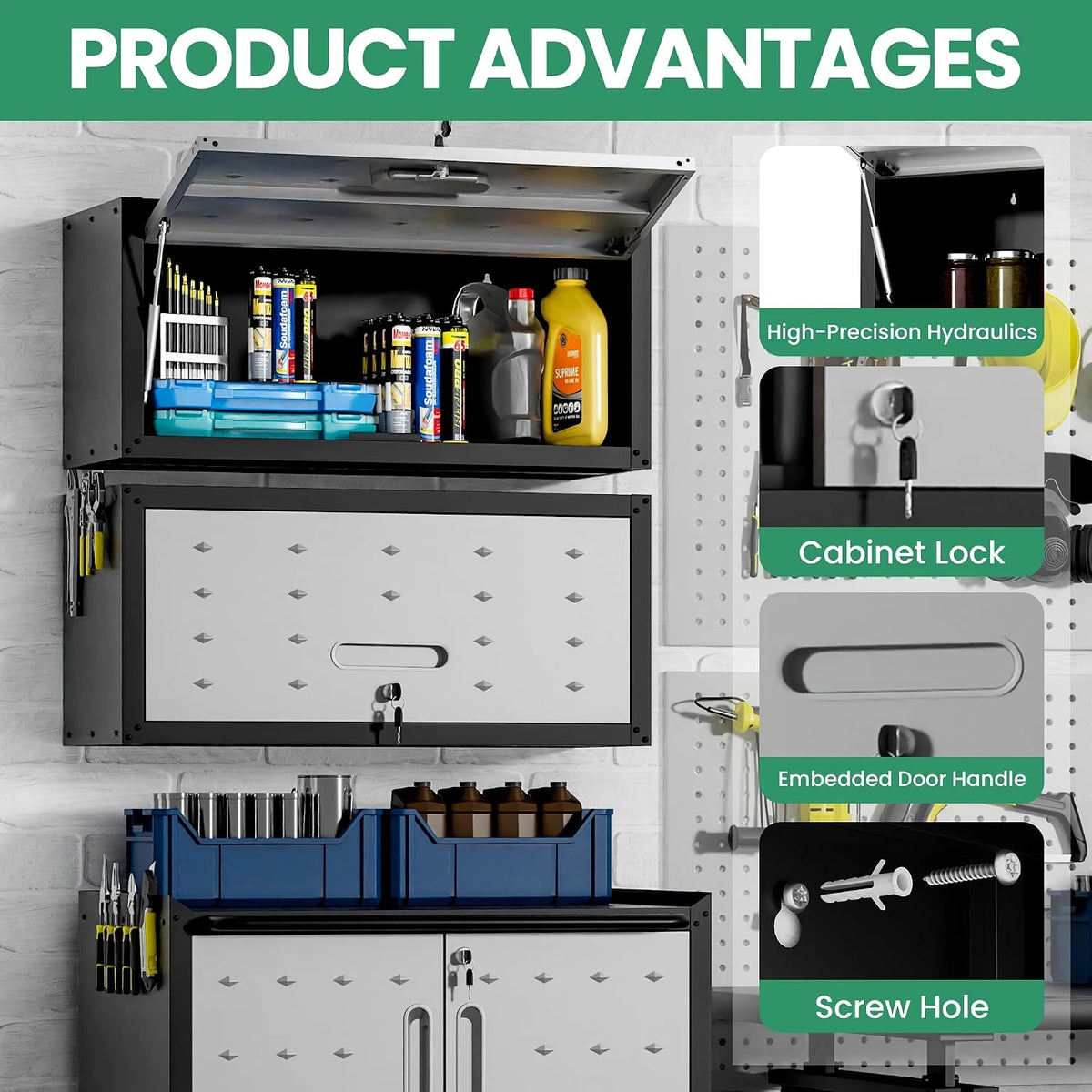 Garage Cabinet System | Heavy Duty Steel All-In-One Modular Garage Cabinet Set for Ultimate Workshop Organization | Easy Assembly Garage Storage Cabinets & Tool Bench — product view 4