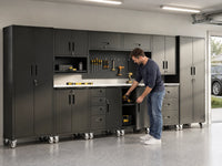10-Piece Heavy Duty Steel Garage Cabinet System | All-In-One Modular Garage Cabinet Set for Ultimate Workshop Organization | Easy Assembly Garage Storage Cabinets & Tool Bench (Black) — Lifestyle