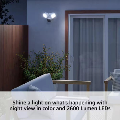 Wired Floodlight Camera - Smart Security Camera, 2600 Lumens, HD Works with Alexa - 1 Camera (White) — product view 2